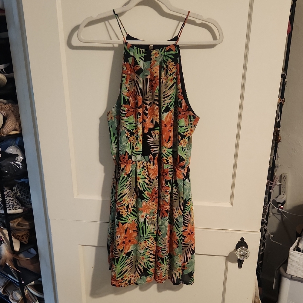 Iris Vibrant Floral Backless Dress
